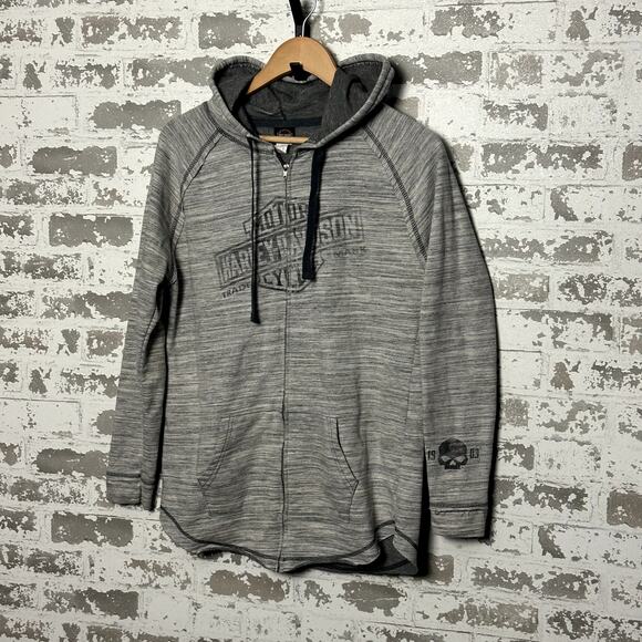 Harley Davidson Y2K Zip Up Hoodie Black Jack Harley Medium Women's - Picture 2 of 8